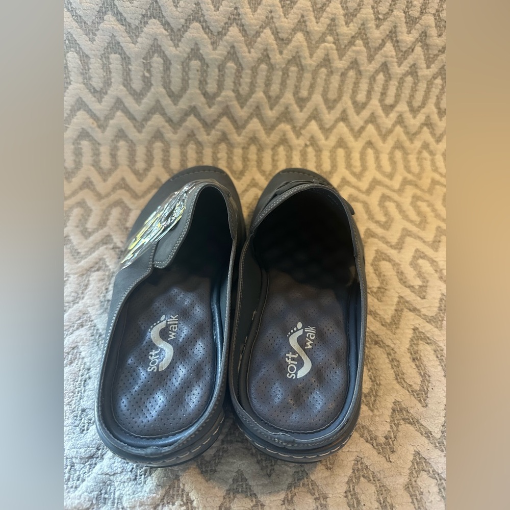 SoftWalk Modesto 10W slip-on comfort shoe, clog. Steel blue. - Picture 4 of 8